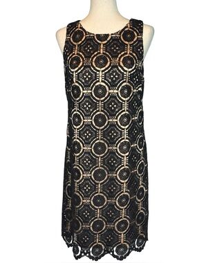 Eliza J Black Shift Lace Midi Occasion Dress Women’s SZ 10